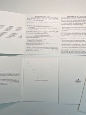 Set of 2 Hermes white logo Envelope Gift Receipt Holder folding card 14/16.5cm